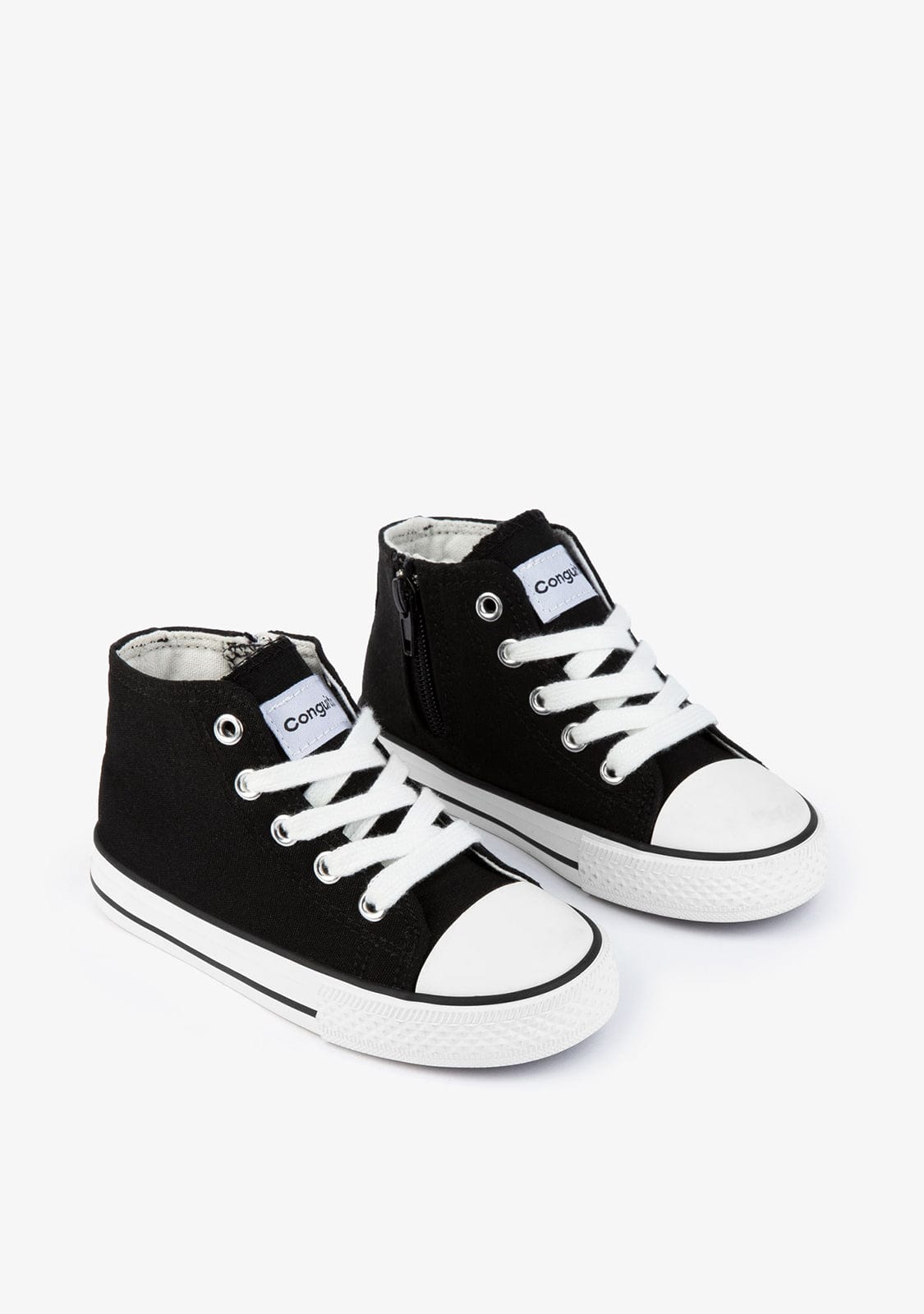 High Ankle Black Canvas Shoes Unisex Black Basic Hi-Top