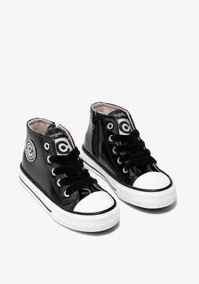 CONGUITOS Shoes Unisex Black Patent High-Top Sneakers