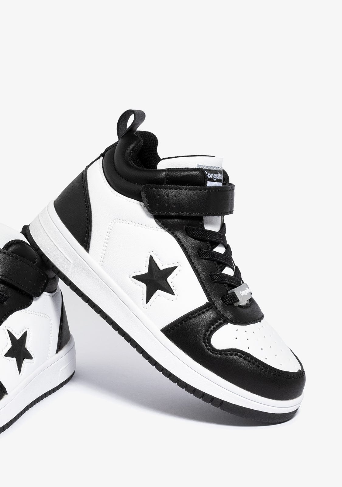 CONGUITOS Shoes Unisex Black White With Lights Hi-Top Sneakers Napa