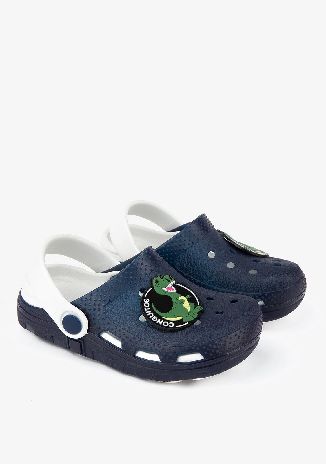 CONGUITOS Shoes Unisex Navy Dinosaur Clogs