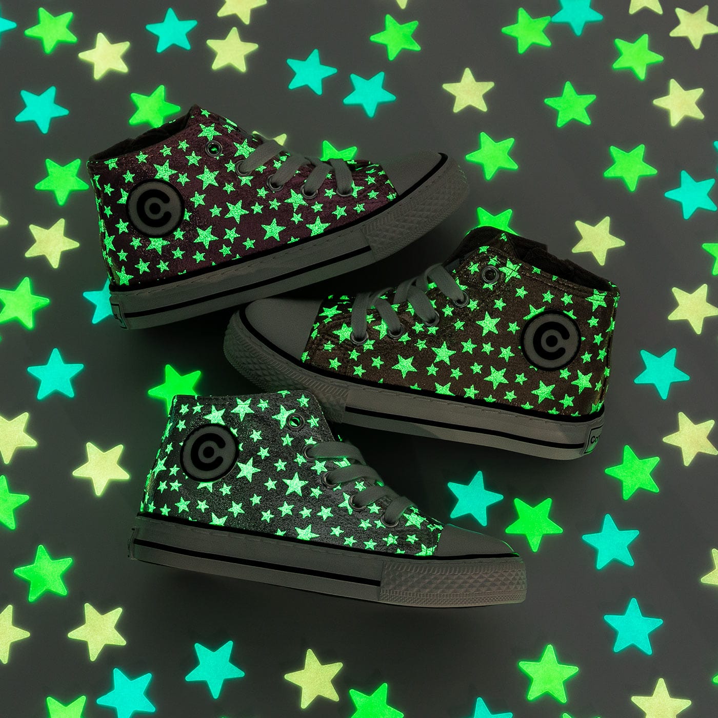 CONGUITOS Shoes Unisex Pink Glows in the Dark Hi-Top Sneakers