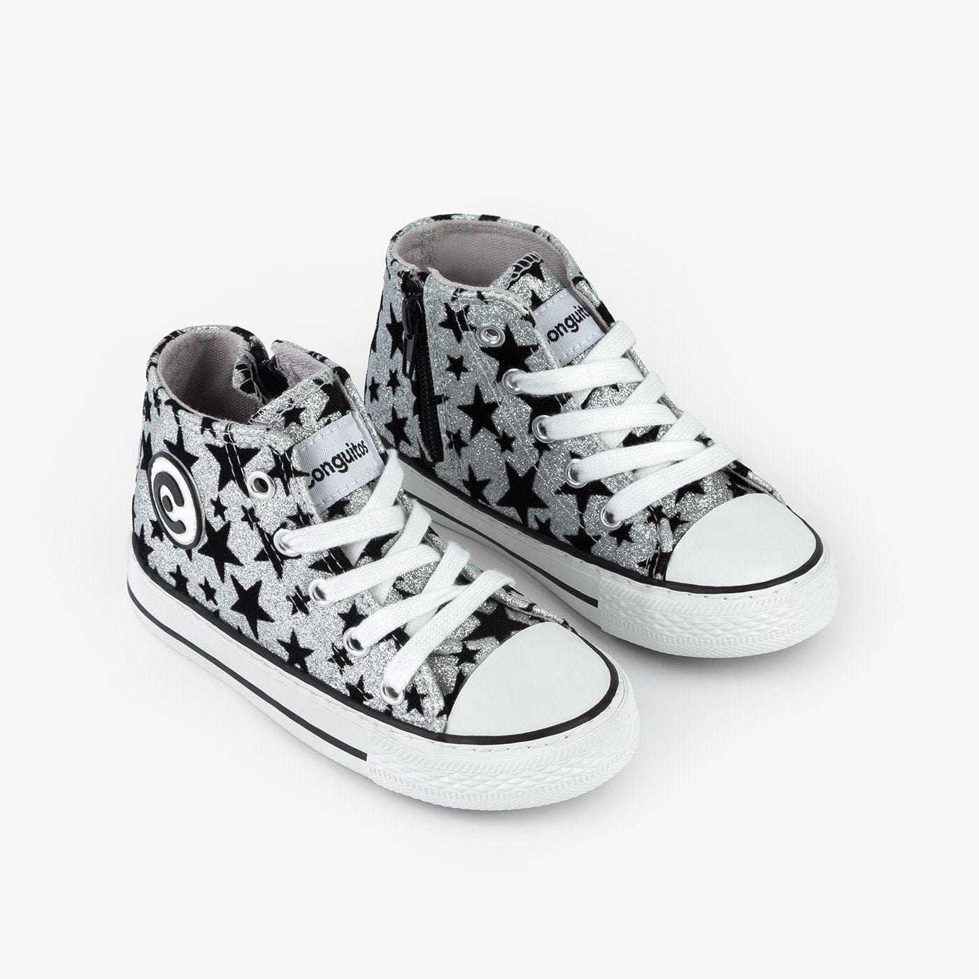 CONGUITOS Shoes Unisex Silver Glitter Stars Boots