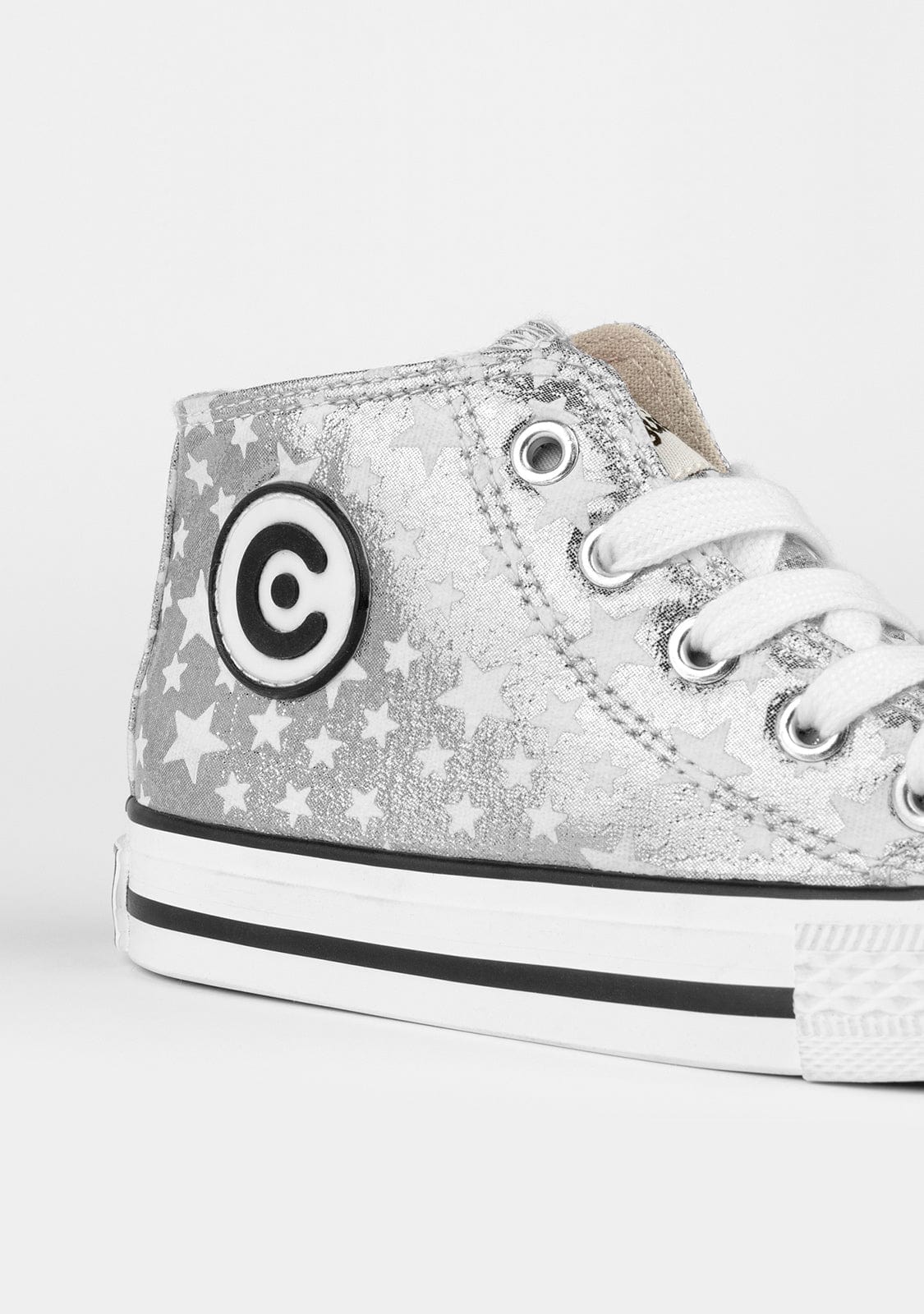 CONGUITOS Shoes Unisex Silver Glows in the Dark Hi-Top Sneakers