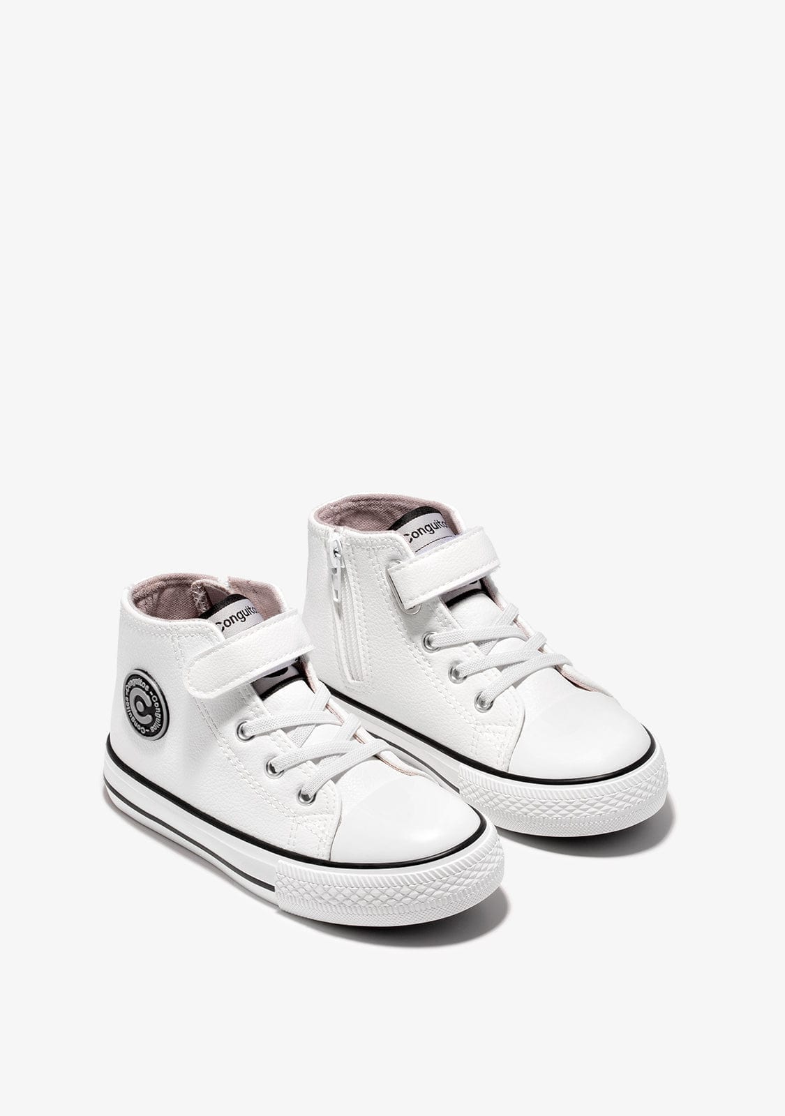 CONGUITOS Shoes Unisex White Adherent Strip Hi-Top Sneakers Napa