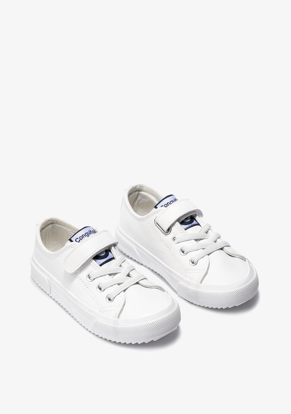 CONGUITOS Shoes Unisex White Adherent Strip Sneakers Micronapa