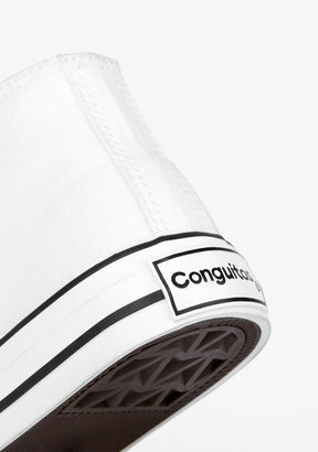 CONGUITOS Shoes Unisex White Basic Hi-Top Sneakers Canvas