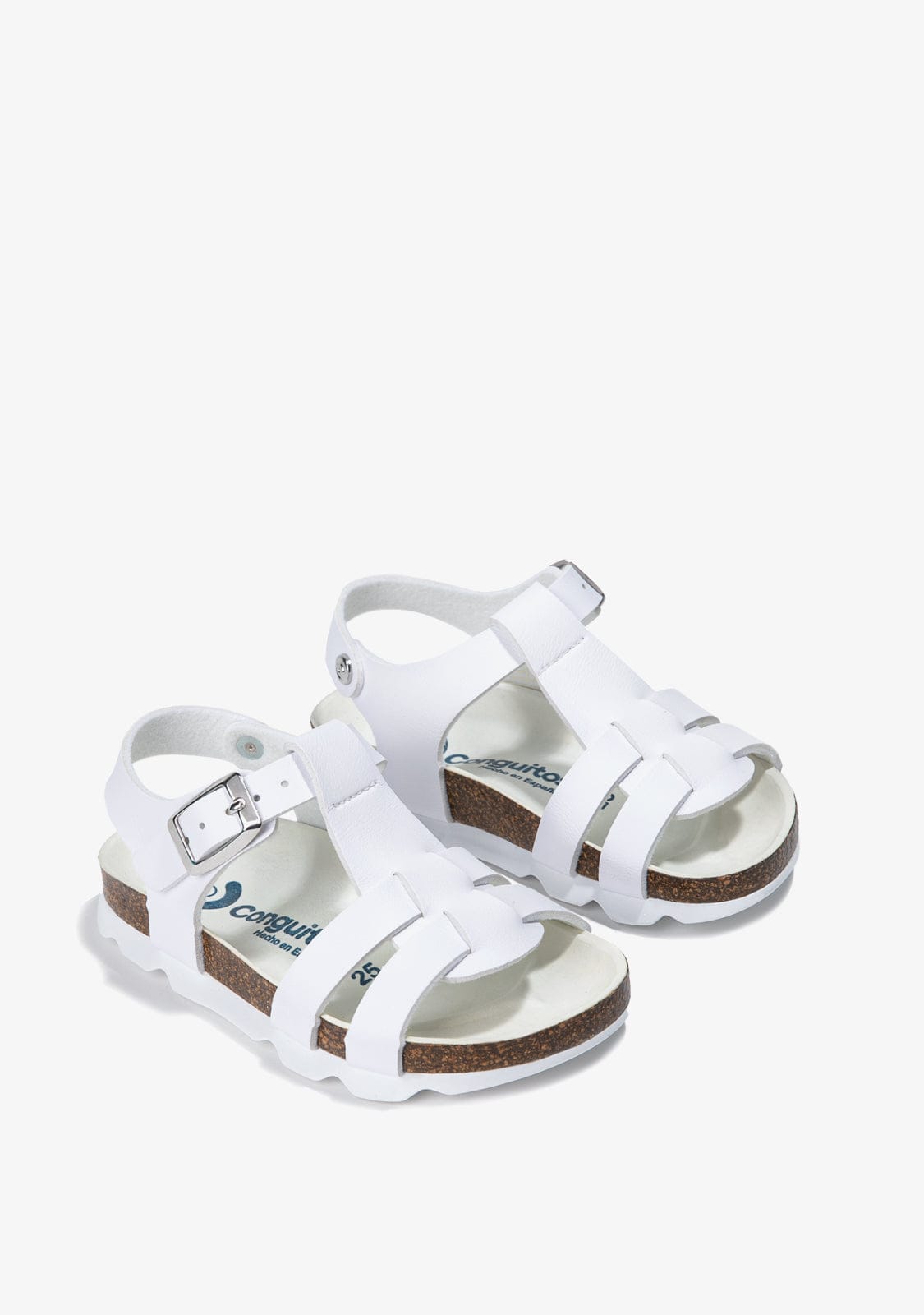 CONGUITOS Shoes Unisex White Bio Buckle Sandals