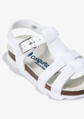 CONGUITOS Shoes Unisex White Bio Buckle Sandals