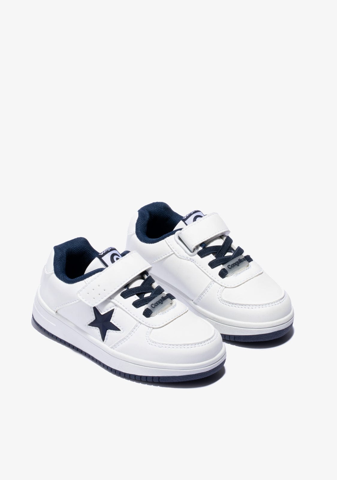 CONGUITOS Shoes Unisex White Navy With Lights Star Sneakers