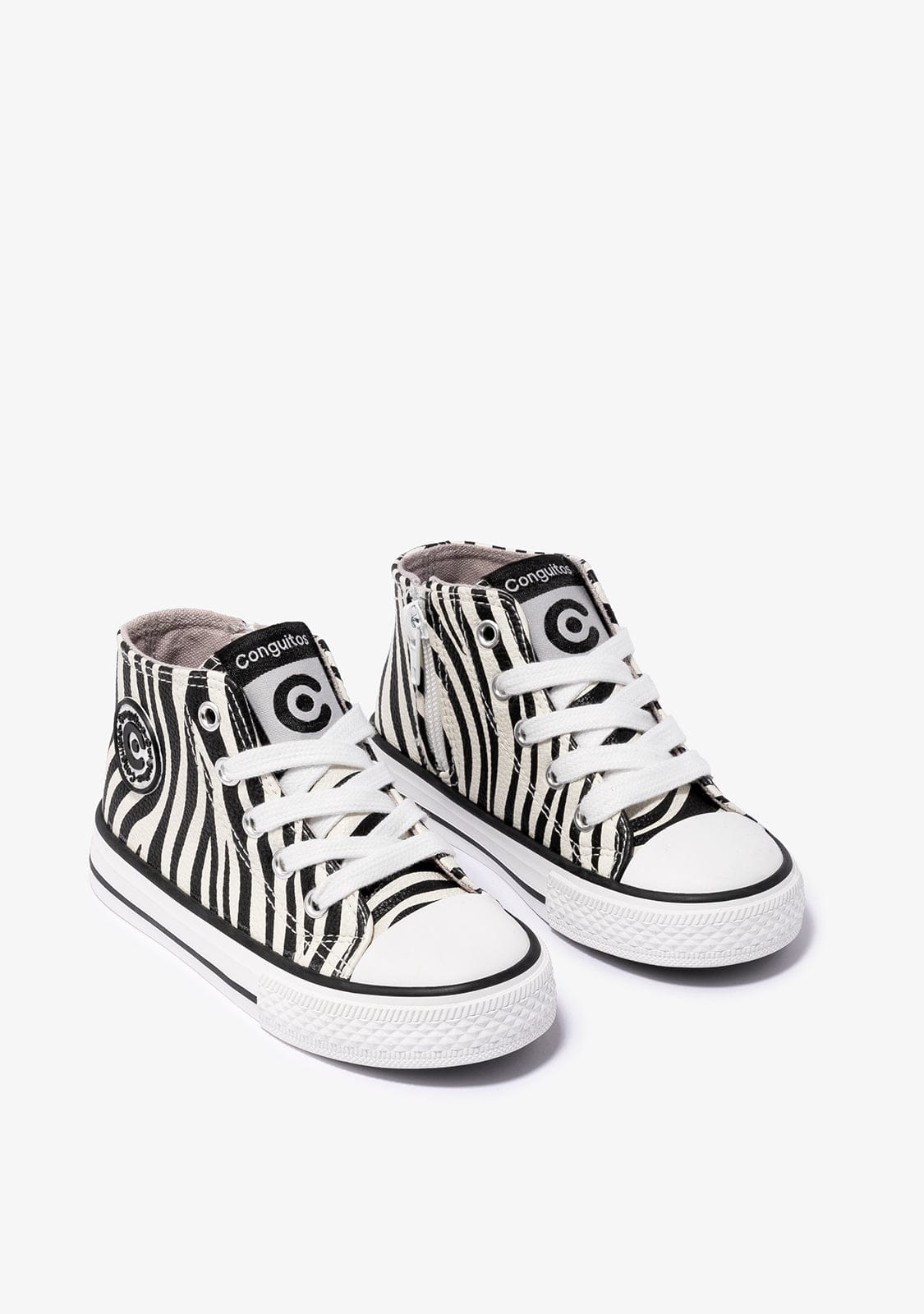 CONGUITOS Shoes Unisex Zebra High-Top Sneakers White Napa