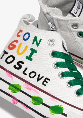 CONGUITOS Shoes White Canvas Painting High Top Sneakers