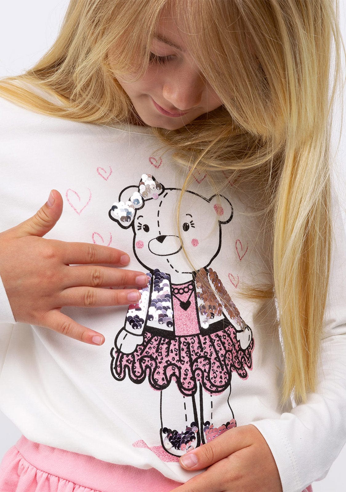 CONGUITOS TEXTIL Clothing Girl's Bear Reversible Sequins Shirt