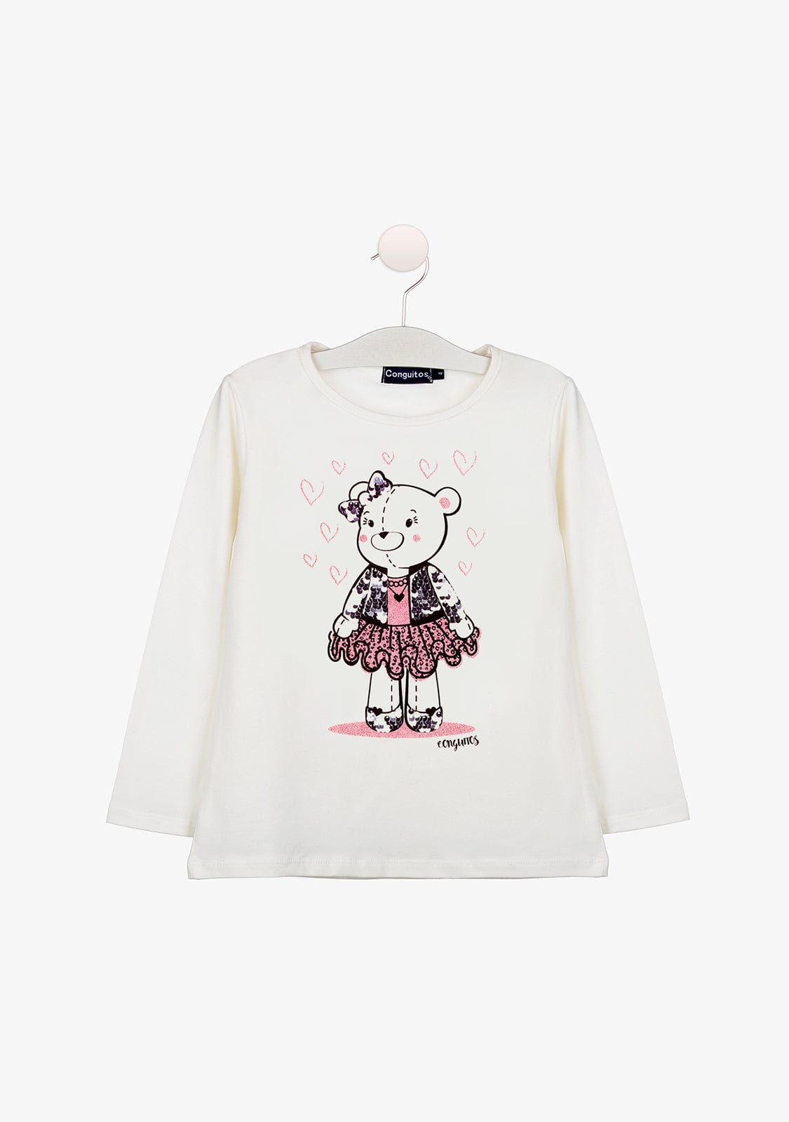 CONGUITOS TEXTIL Clothing Girl's Bear Reversible Sequins Shirt