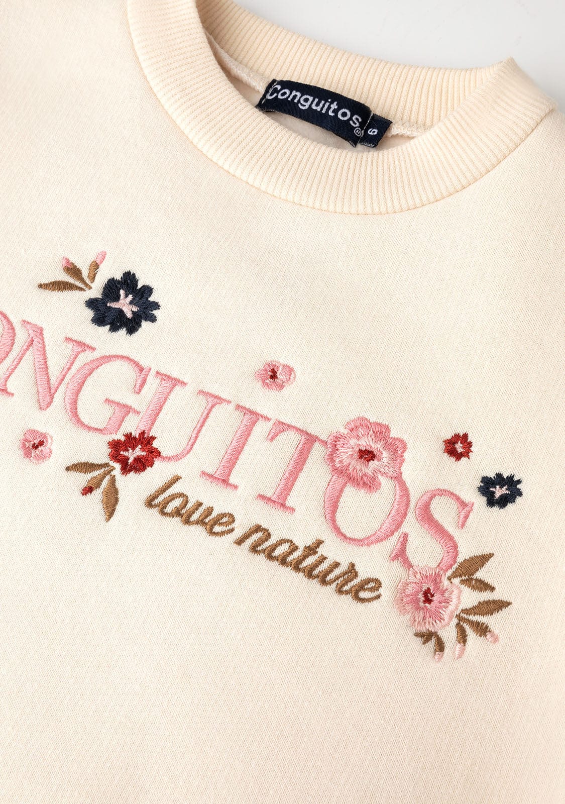 CONGUITOS TEXTIL Clothing Girl's Beige Conguitos Flowers Sweatshirt
