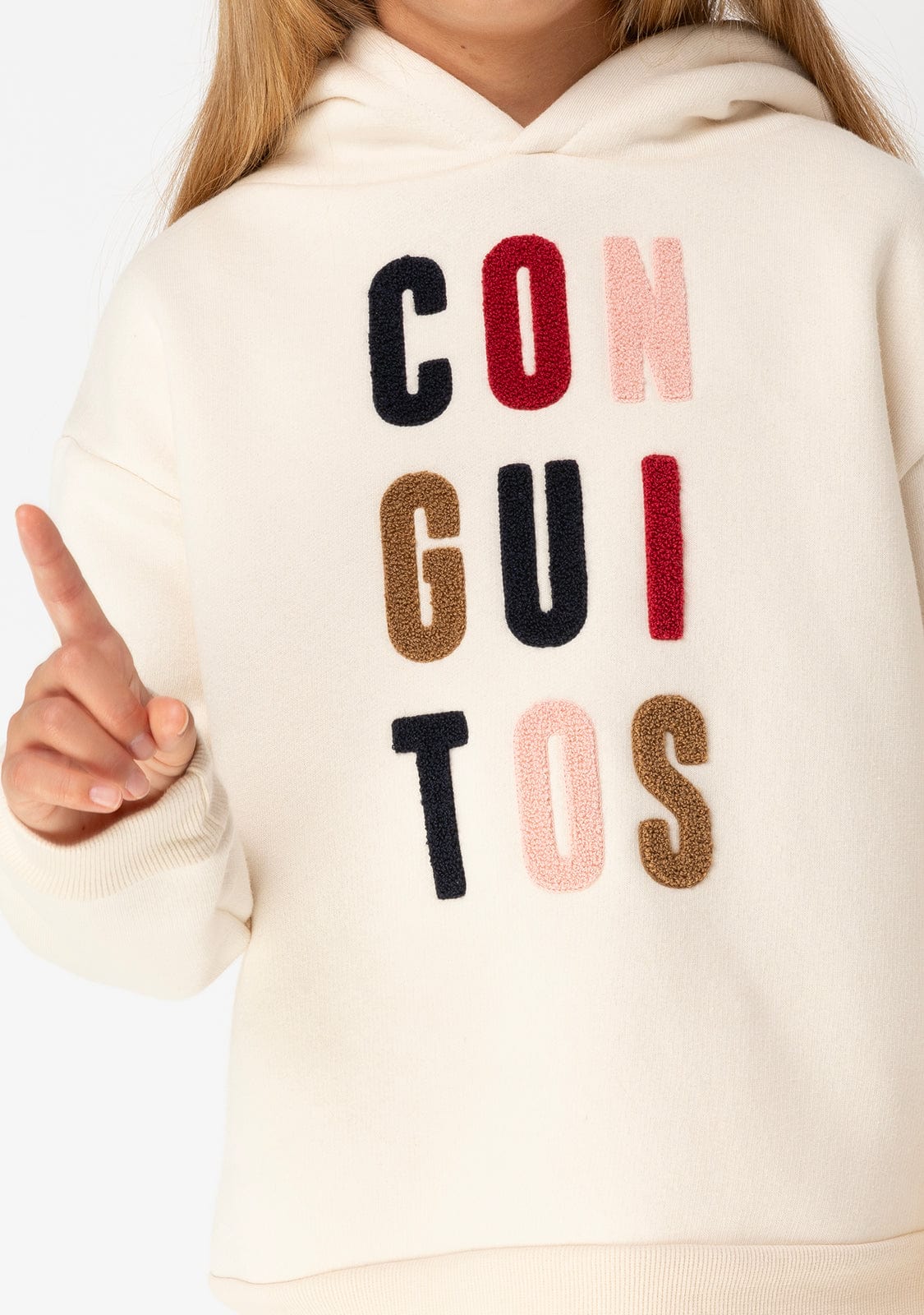 CONGUITOS TEXTIL Clothing Girl's Beige Conguitos Hoodie