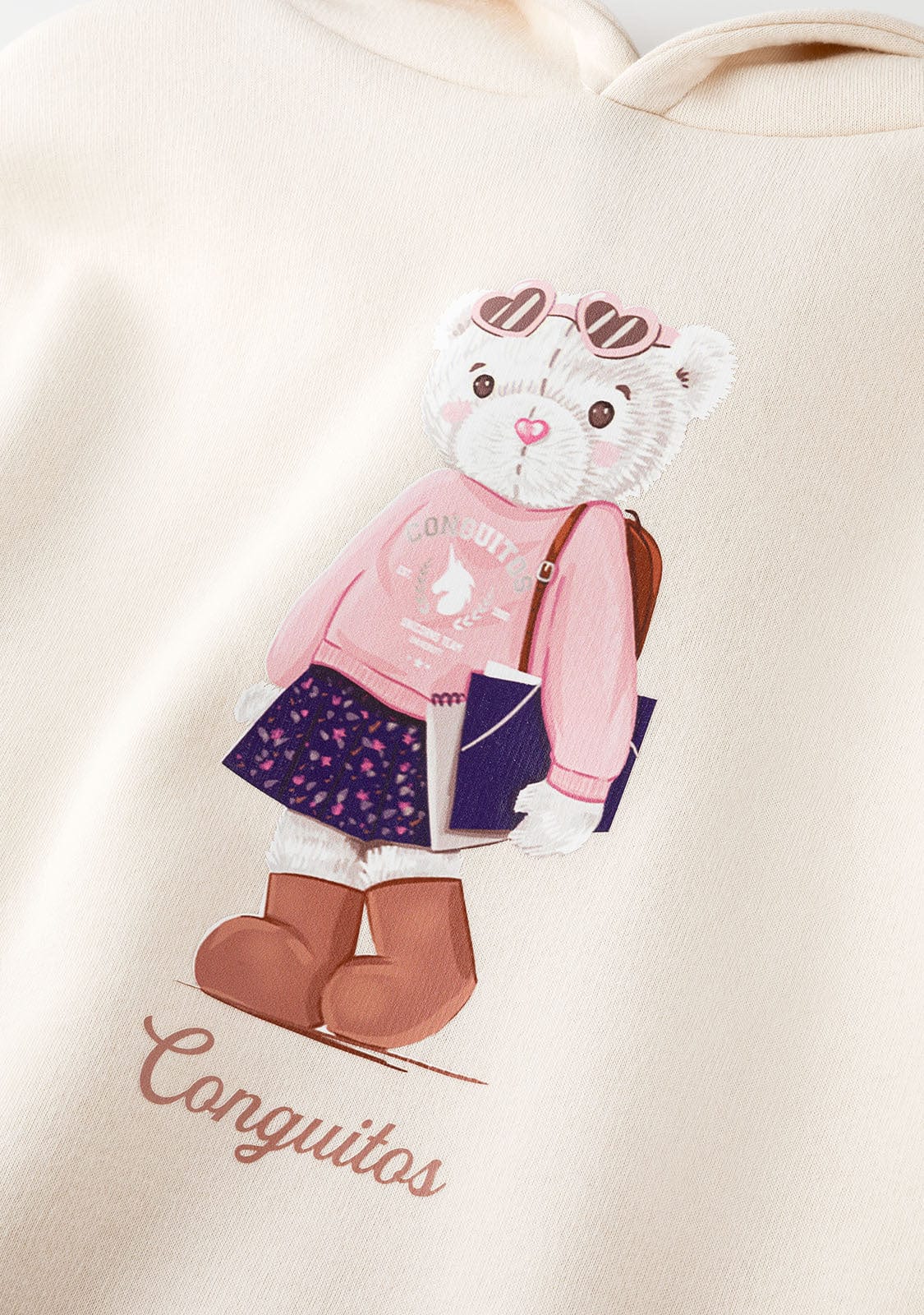 CONGUITOS TEXTIL Clothing Girl's Beige Teddy Conguitos Hoodie