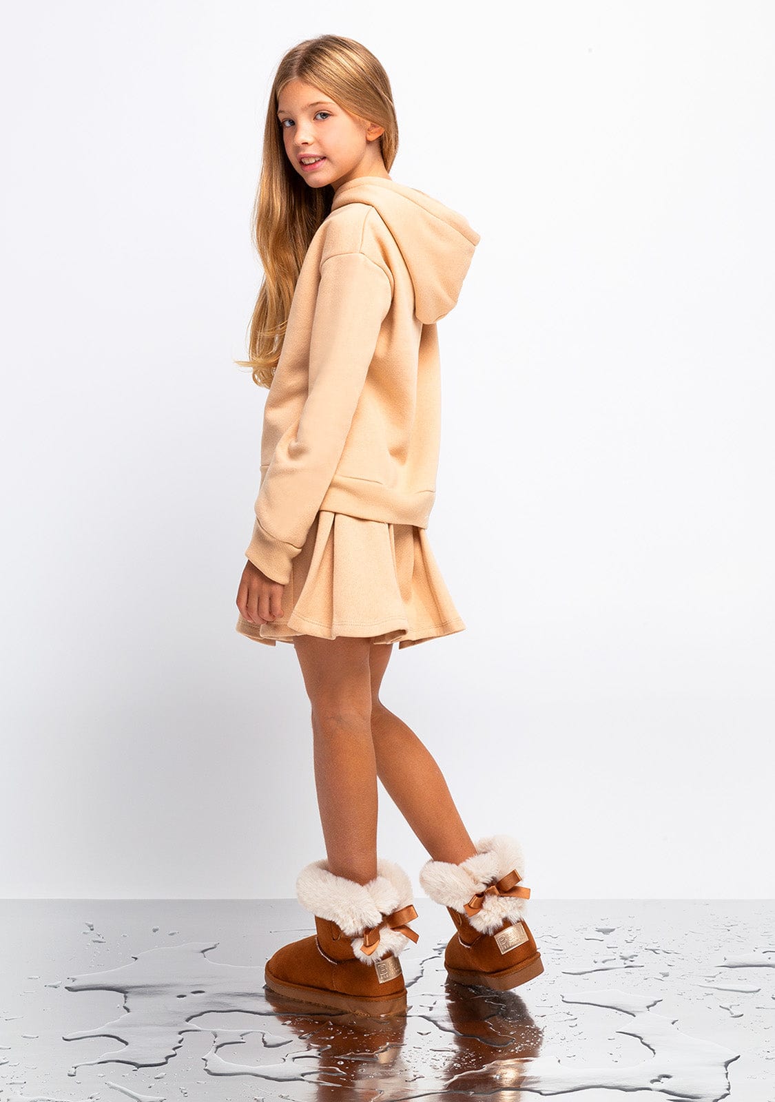 CONGUITOS TEXTIL Clothing Girl's Beige Teddy Hoodie