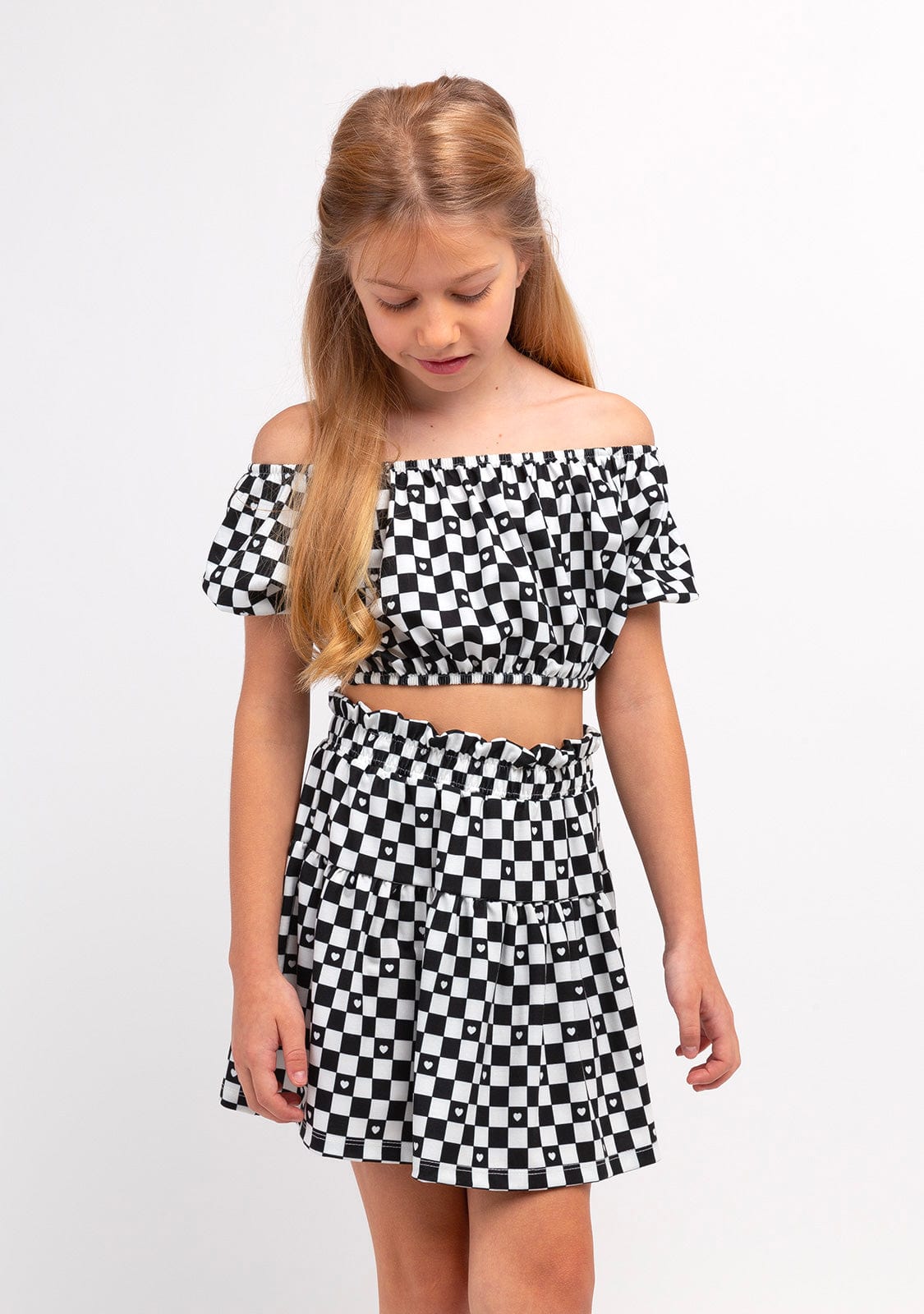 CONGUITOS TEXTIL Clothing Girl's Black Checkerboard Skirt