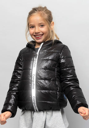 CONGUITOS TEXTIL Clothing Girl's Black Recycled Reflectant Anorak