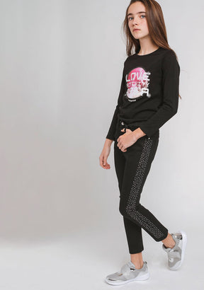 CONGUITOS TEXTIL Clothing Girl's Black Side Strass Jeans