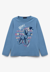 CONGUITOS TEXTIL Clothing Girl's Blue Dog Balloon T-Shirt