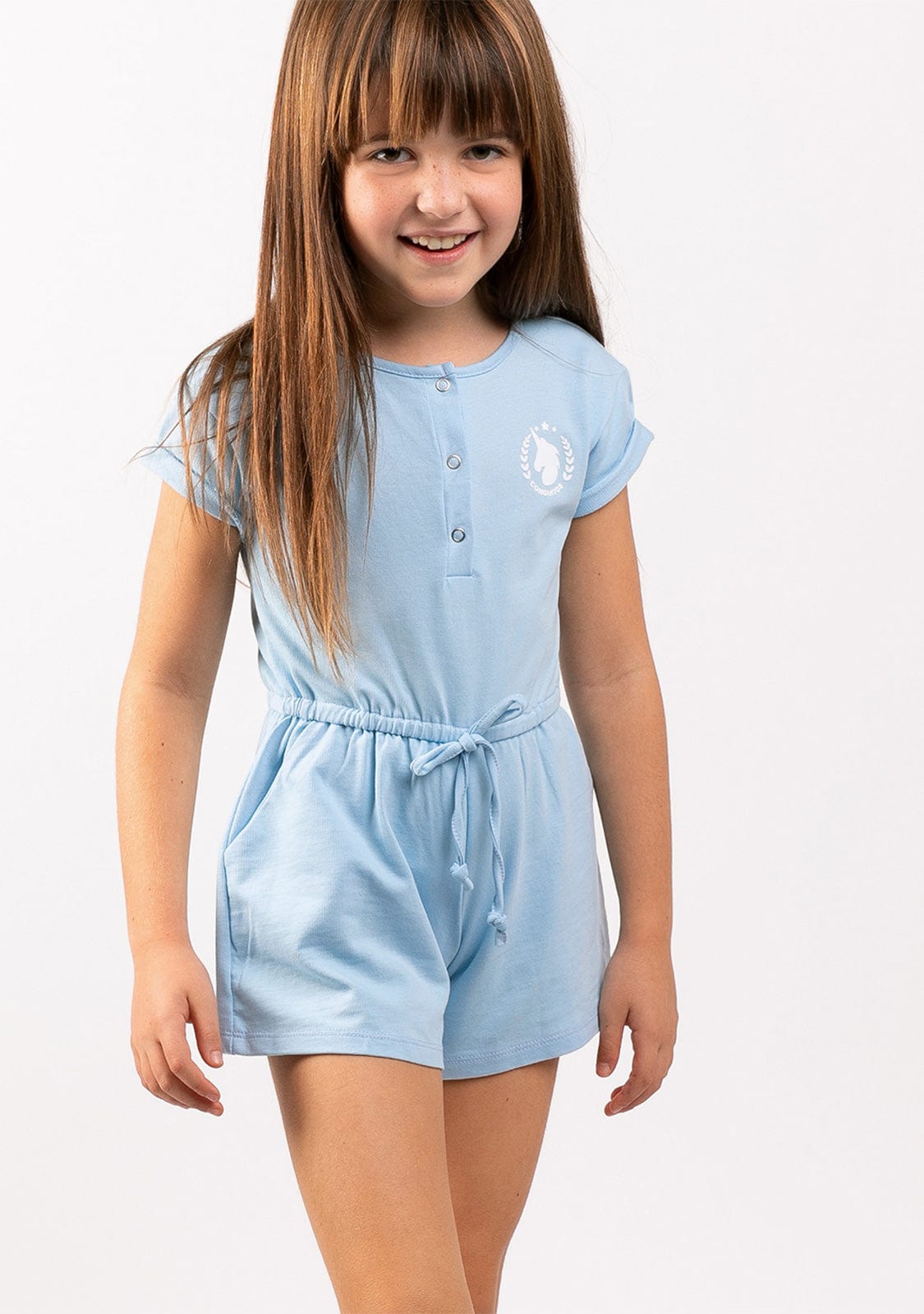 CONGUITOS TEXTIL Clothing Girl's Bluish Plush Plain Jumpsuit