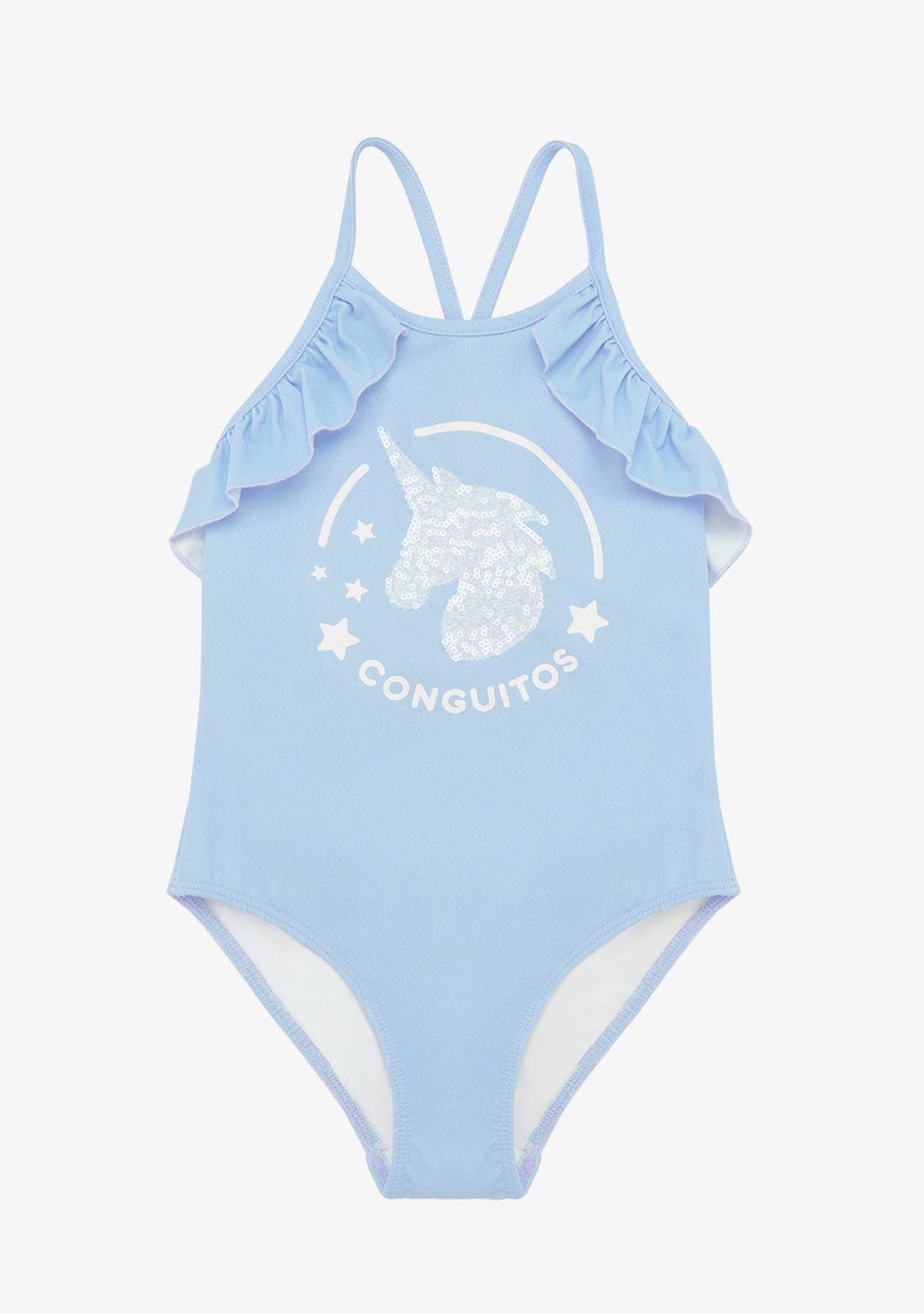 CONGUITOS TEXTIL Clothing Girl's Bluish Ruffled Swimsuit