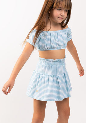 CONGUITOS TEXTIL Clothing Girl's Bluish Stripes Logo Skirt
