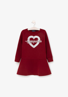 CONGUITOS TEXTIL Clothing Girl's Bourdeaux "Heart Glitter" Dress