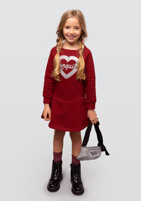 CONGUITOS TEXTIL Clothing Girl's Bourdeaux "Heart Glitter" Dress