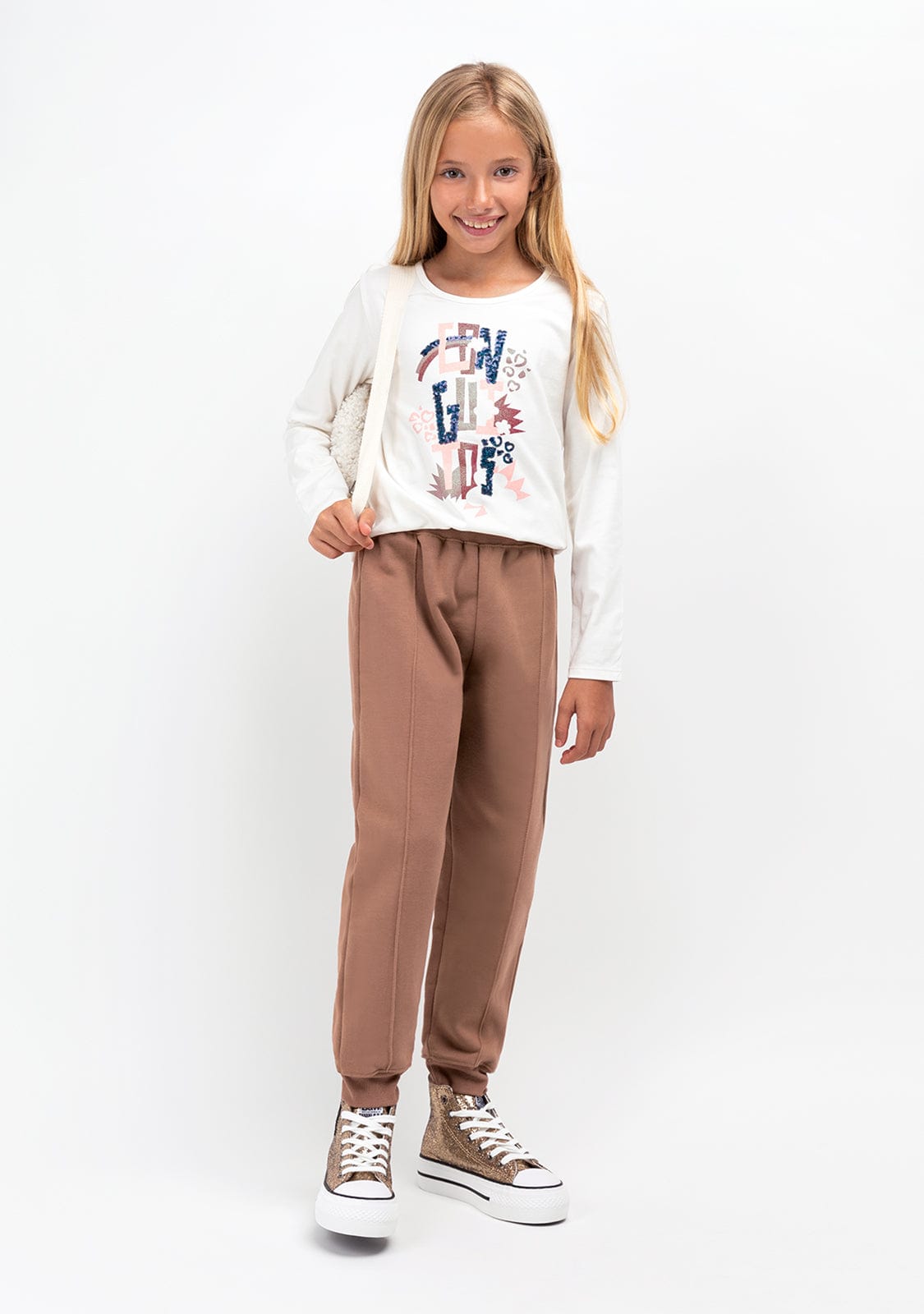 CONGUITOS TEXTIL Clothing Girl's Brown Basic Joggers