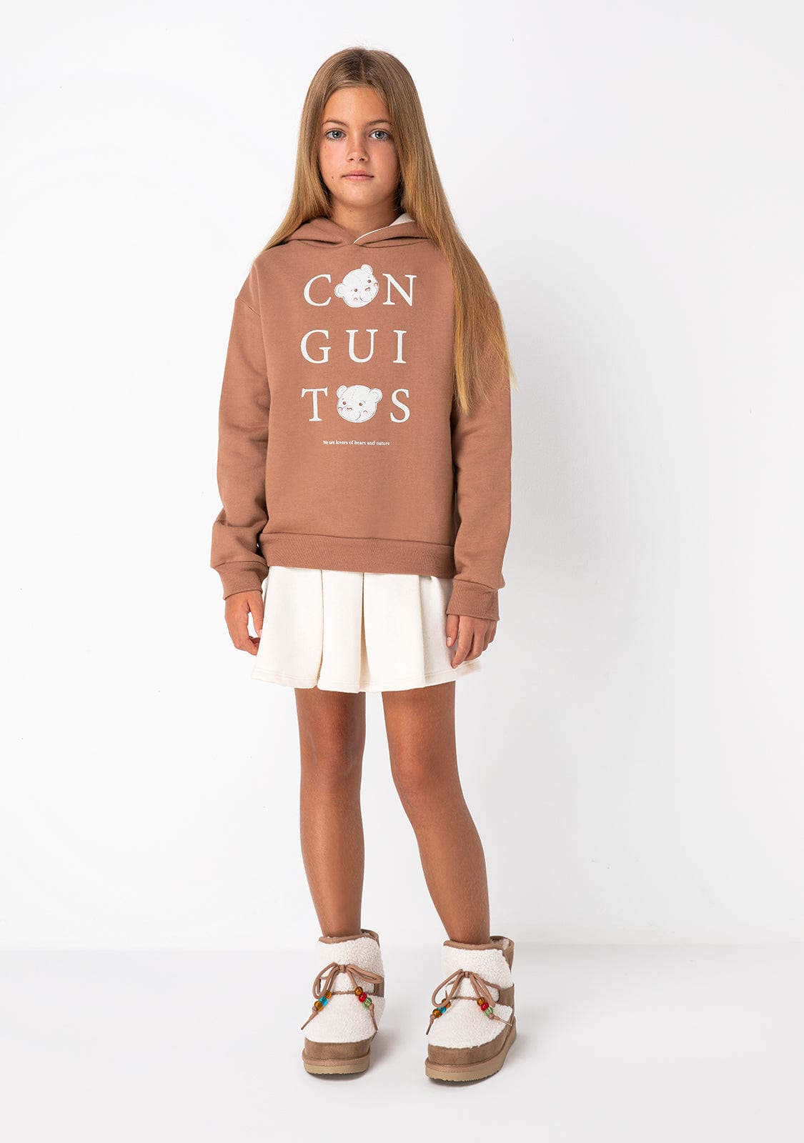 CONGUITOS TEXTIL Clothing Girl's Brown Conguitos Hoodie