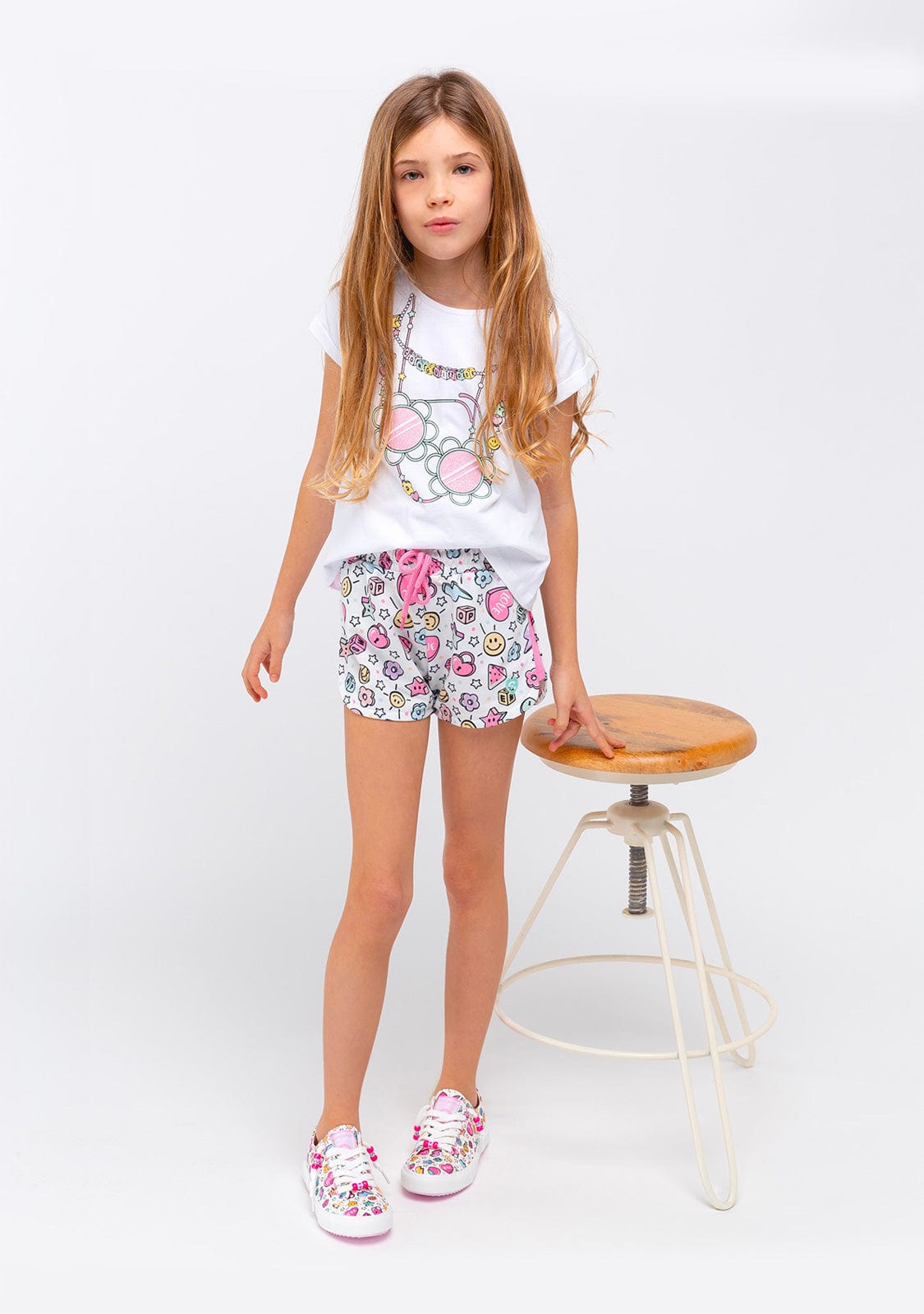 CONGUITOS TEXTIL Clothing Girl´s Colored Beads Print Plush Shorts