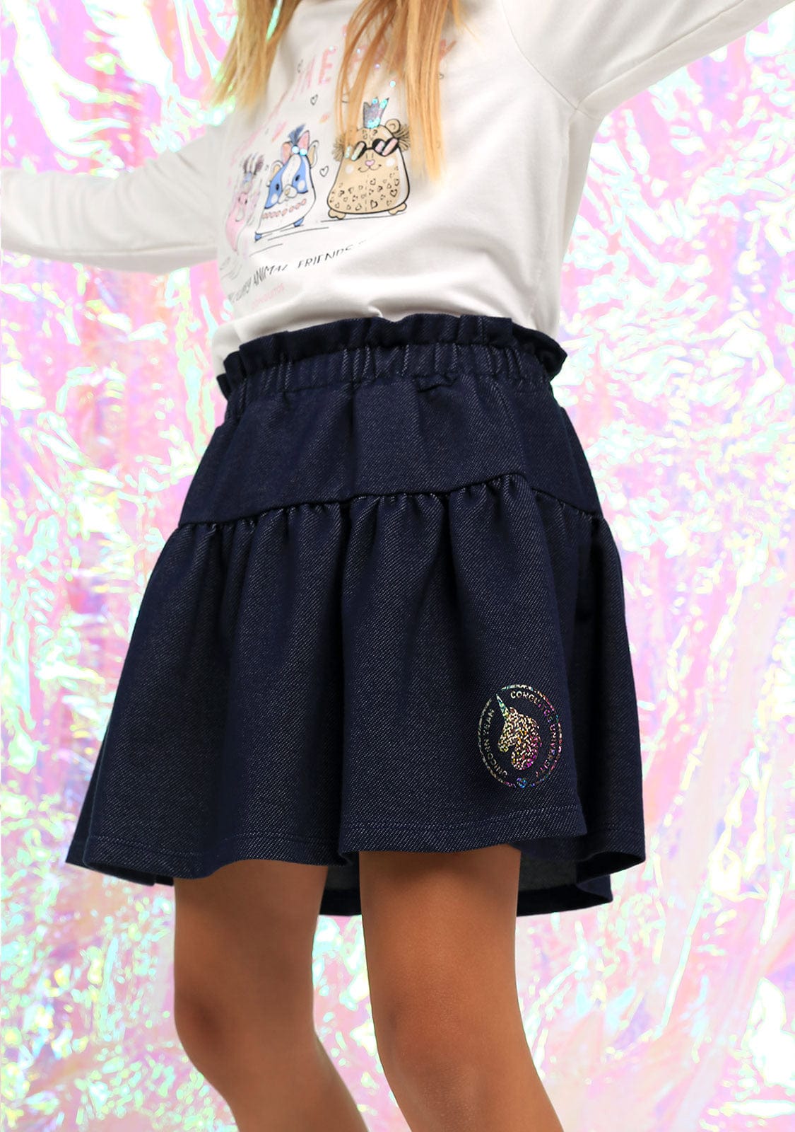 CONGUITOS TEXTIL Clothing Girl's Denim Logo Skirt