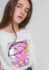 CONGUITOS TEXTIL Clothing Girl's "Diamond" Reversible Sequins Shirt