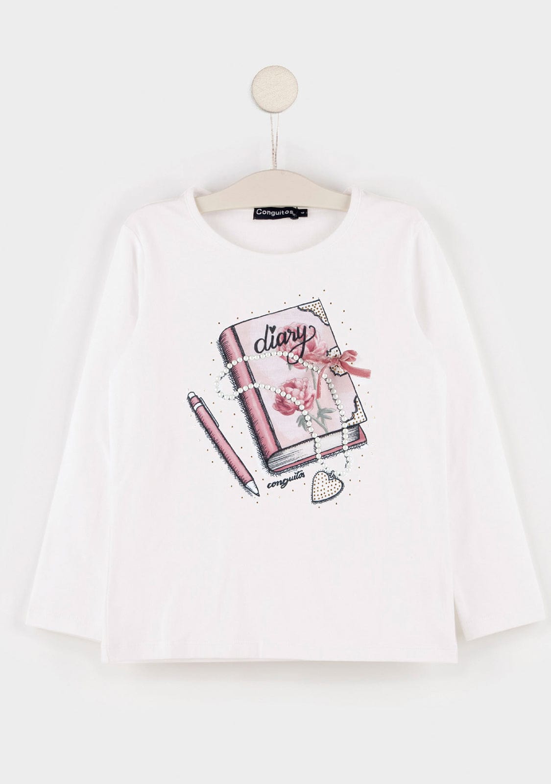 CONGUITOS TEXTIL Clothing Girl's "Diary" White T-shirt