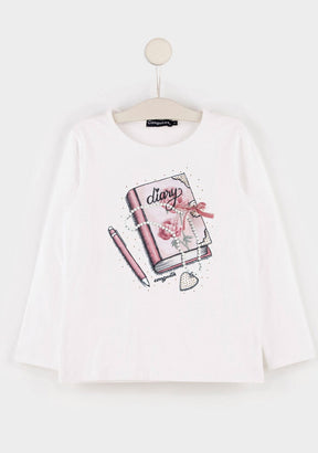 CONGUITOS TEXTIL Clothing Girl's "Diary" White T-shirt