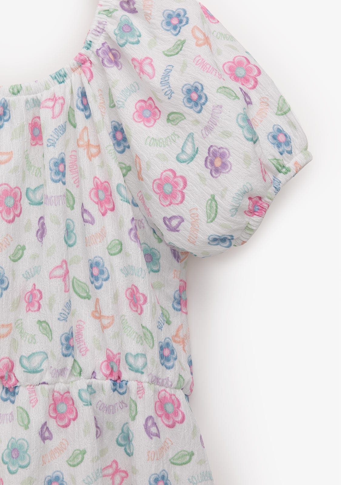CONGUITOS TEXTIL Clothing Girl´s Flowers Print White Conguitos Dress