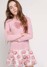 CONGUITOS TEXTIL Clothing Girl's Fur Heart Pink Dress