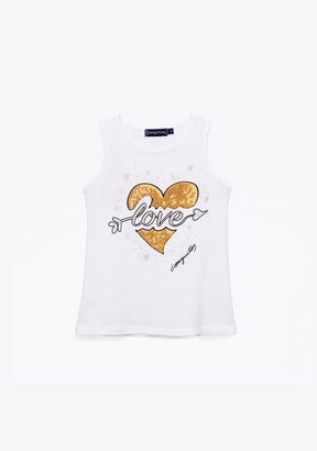 CONGUITOS TEXTIL Clothing Girl's Gold Heart T-Shirt