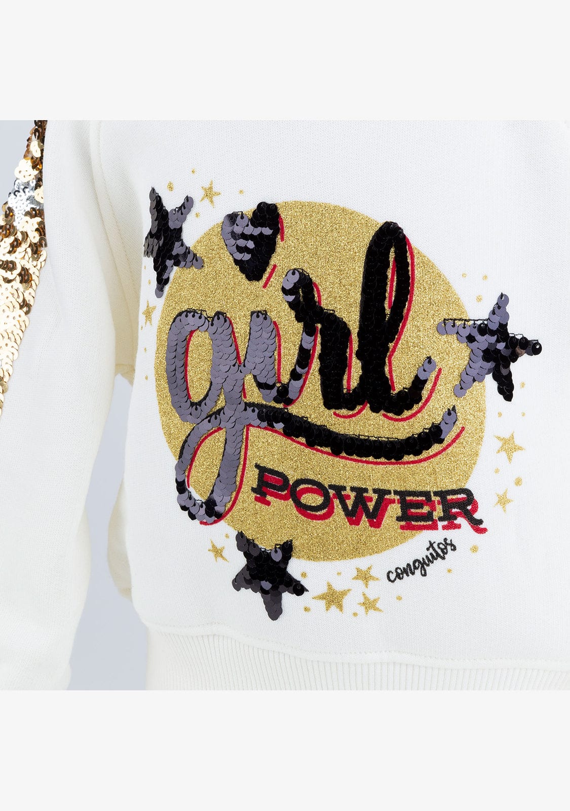 CONGUITOS TEXTIL Clothing Girl's Gold Sequins Sweatshirt