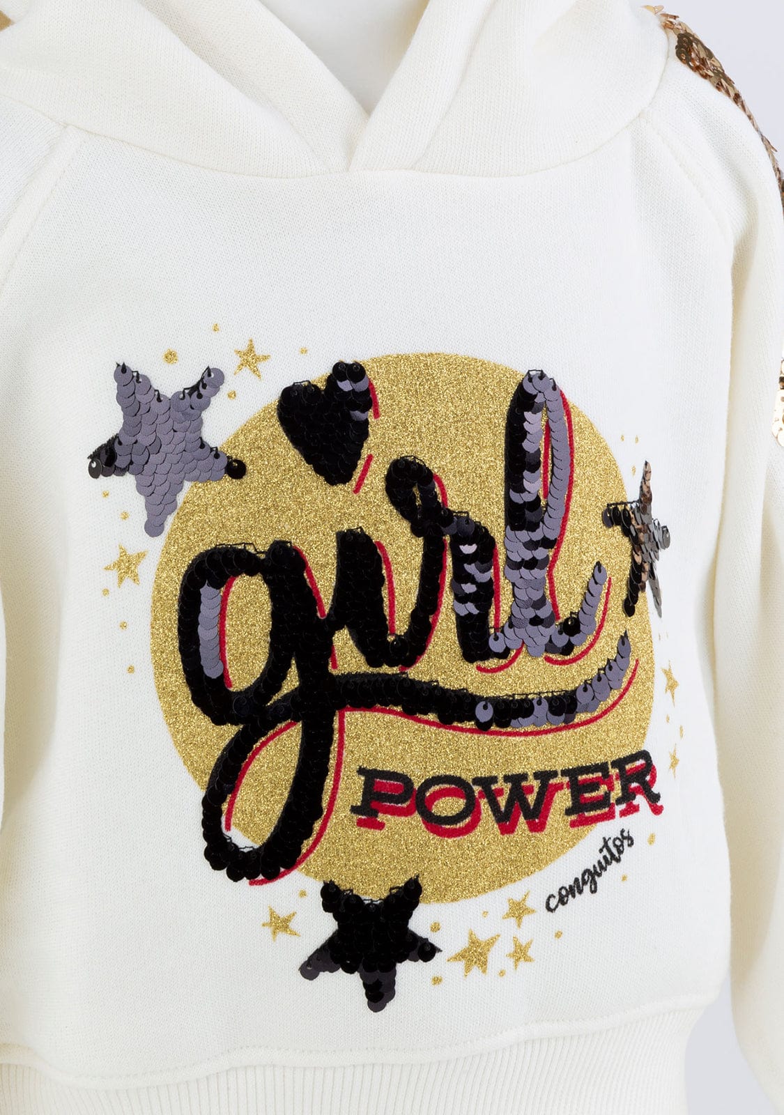 CONGUITOS TEXTIL Clothing Girl's Gold Sequins Sweatshirt