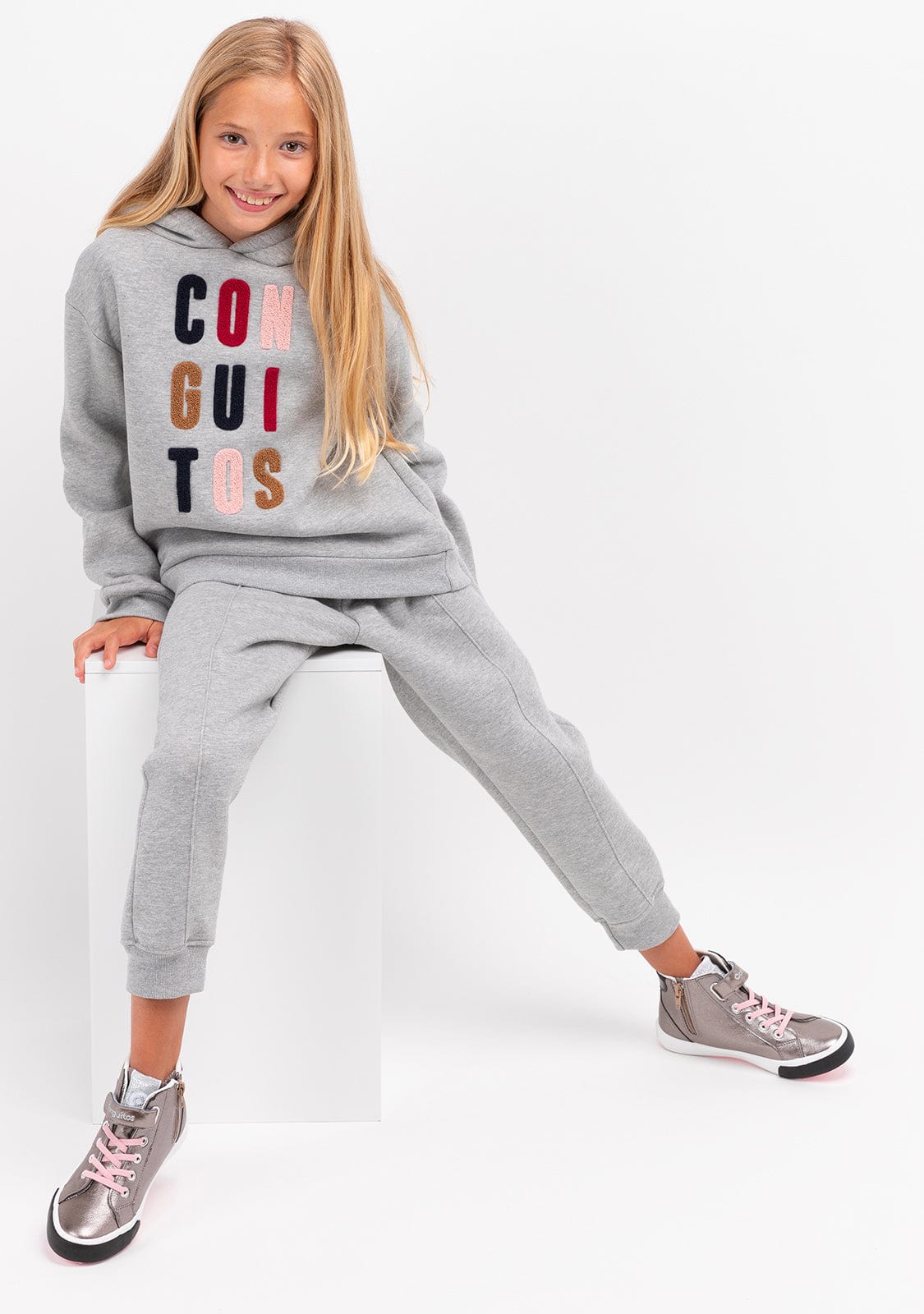 CONGUITOS TEXTIL Clothing Girl's Grey Conguitos Hoodie
