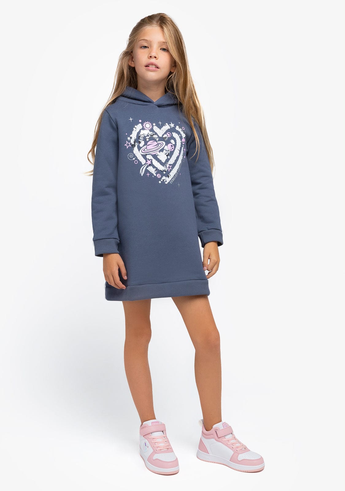 CONGUITOS TEXTIL Clothing Girl's Grey Hooded Dress