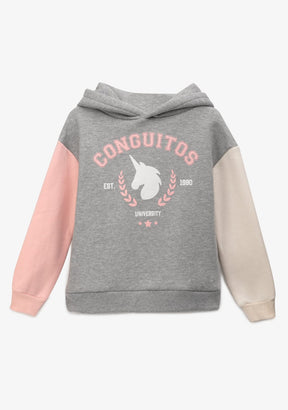 Girl's Grey Unicorn University Hoodie - Main Image