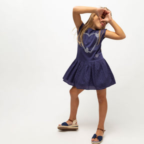 CONGUITOS TEXTIL Clothing Girl's "Heart" Navy Dress