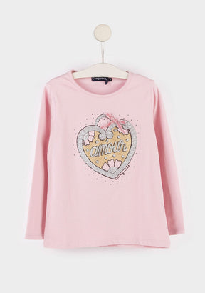 CONGUITOS TEXTIL Clothing Girl's "Heart" Pink T-shirt