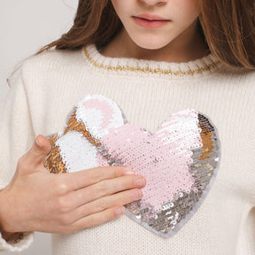 CONGUITOS TEXTIL Clothing Girl's "Hearts" Reversible Sequins Jersey