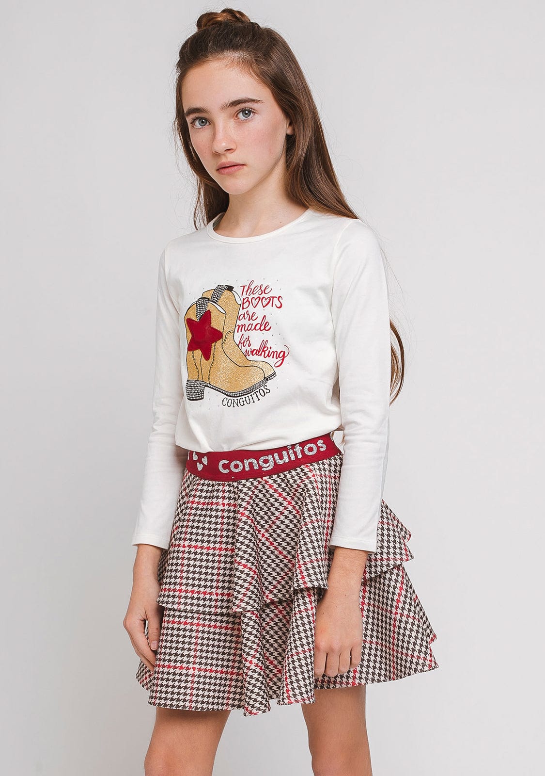 CONGUITOS TEXTIL Clothing Girl's Houndstooth Neoprene Skirt