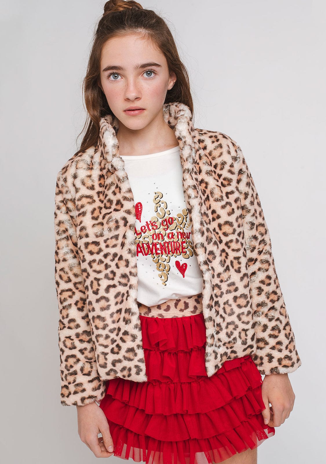 CONGUITOS TEXTIL Clothing Girl's Leopard Fur Coat